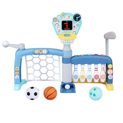 Keezi Kids Basketball Hoop Stand Bowling Baseball Golf Game Sports Toys Set Blue - Image 3