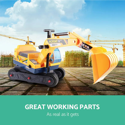 Keezi Ride On Car Toys Kids Excavator Digger Sandpit Bulldozer Car Pretend Play - Image 4