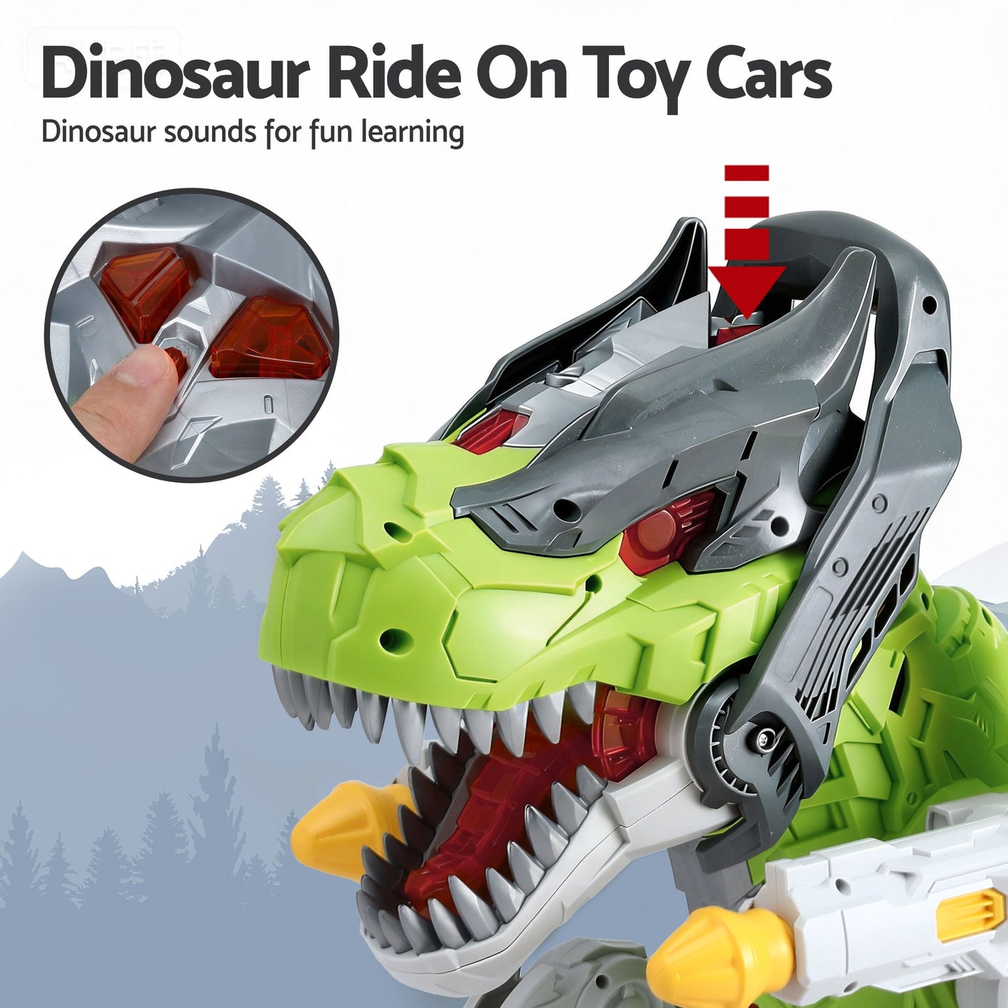 Keezi Kids Dinosaur Ride On Push Car Toy with Spray Function Indoor Outdoor Toys - Image 4
