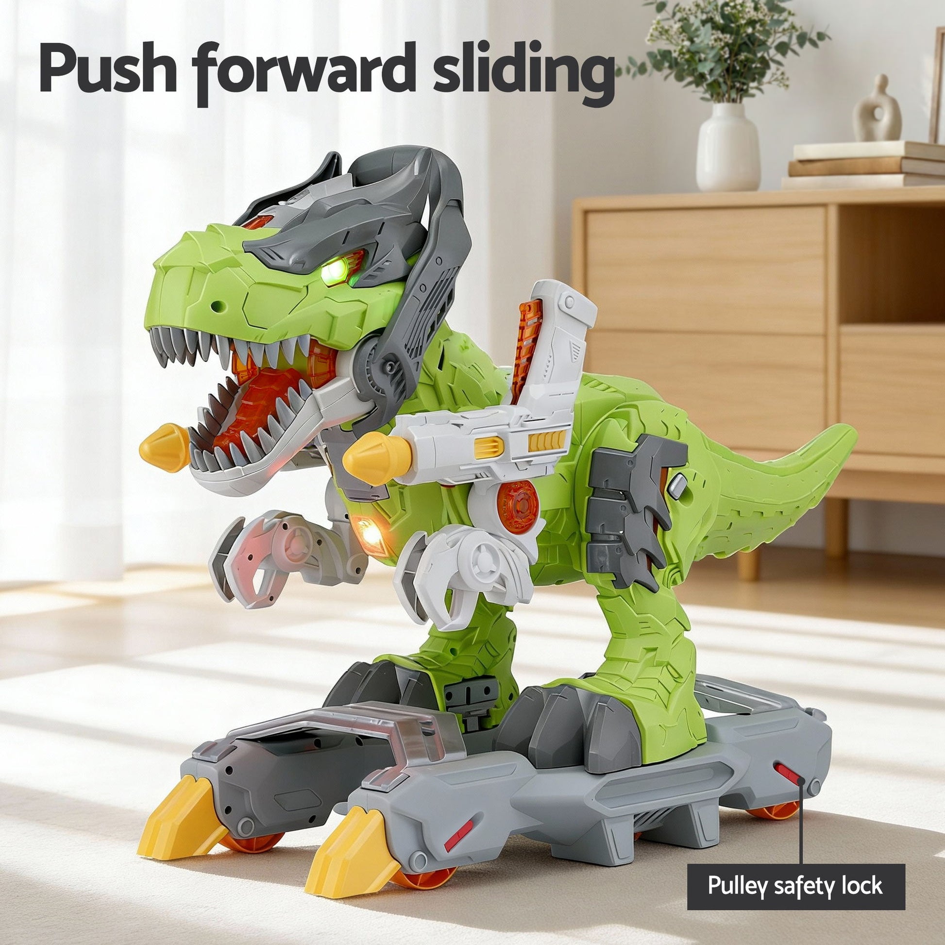 Keezi Kids Dinosaur Ride On Push Car Toy with Spray Function Indoor Outdoor Toys - Image 6