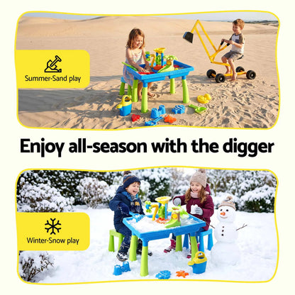 Keezi Ride On Digger with Sand and Water Table Sandpit Toys Set - Image 8