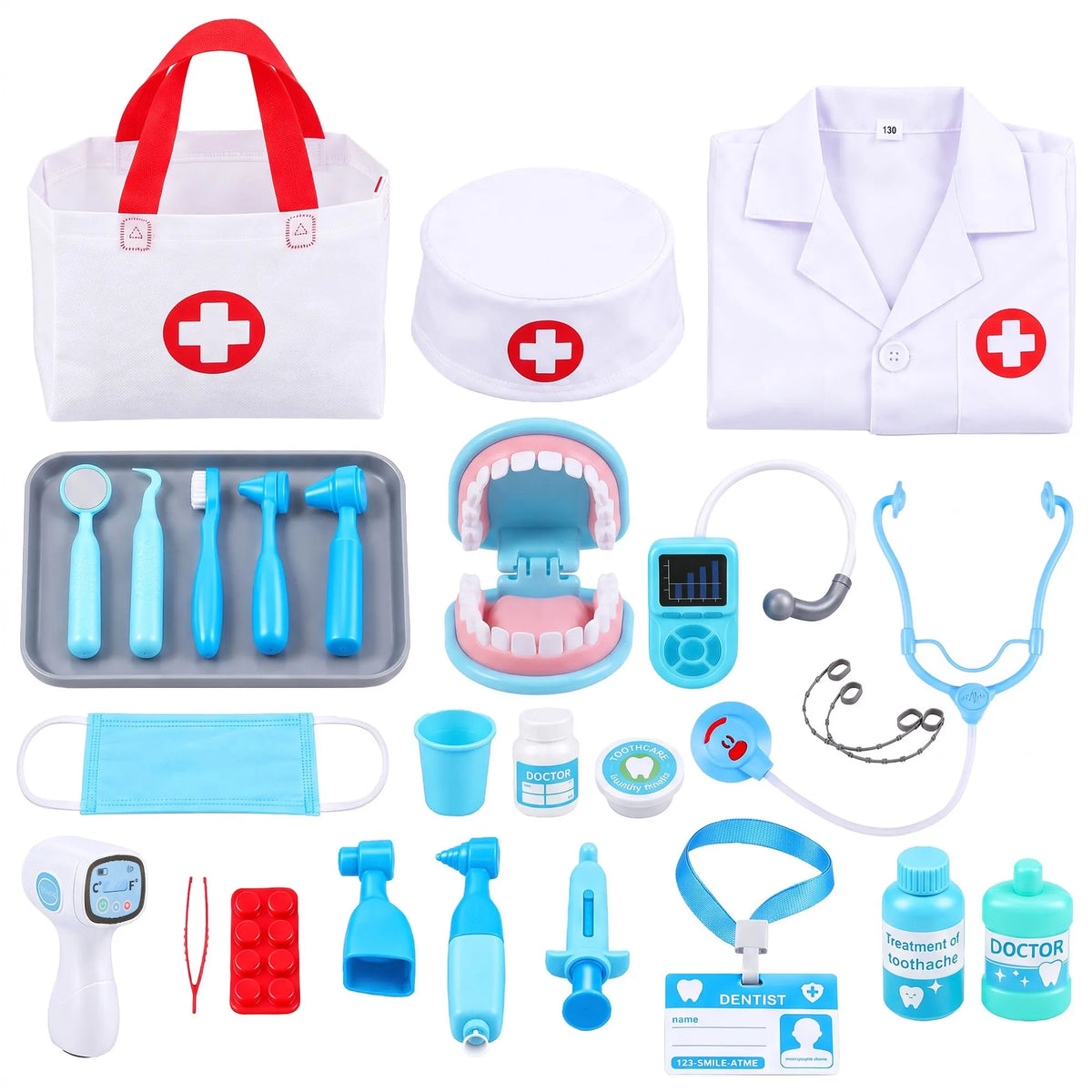 Keezi Kids Doctor Play Set Pretend Dentist Play Set Toy Medical Kits 30PCS - Image 4