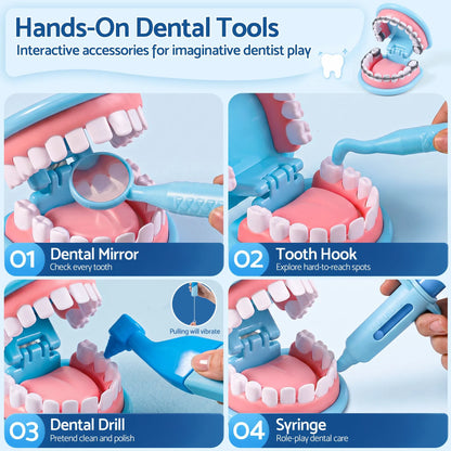 Keezi Kids Doctor Play Set Pretend Dentist Play Set Toy Medical Kits 30PCS - Image 5