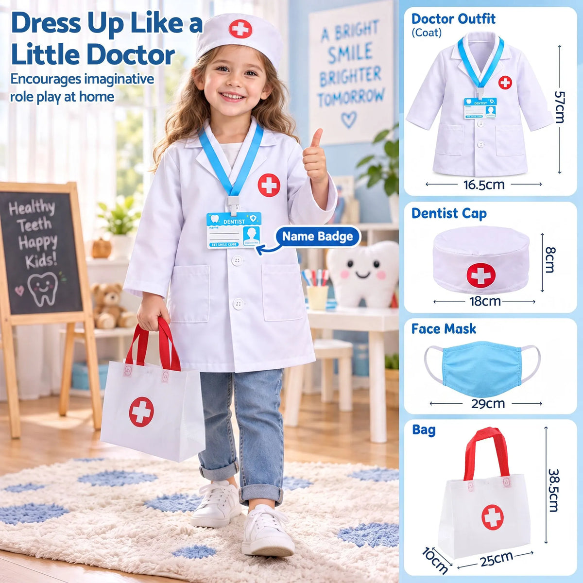 Keezi Kids Doctor Play Set Pretend Dentist Play Set Toy Medical Kits 30PCS - Image 6