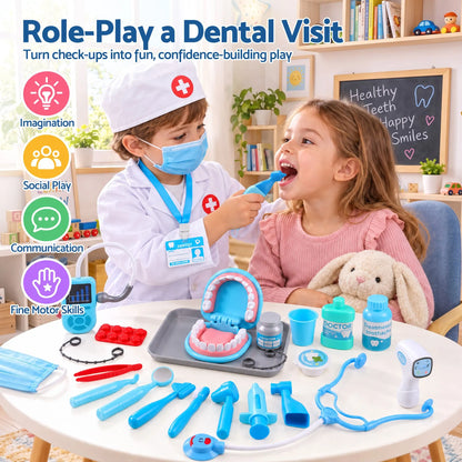 Keezi Kids Doctor Play Set Pretend Dentist Play Set Toy Medical Kits 30PCS - Image 9
