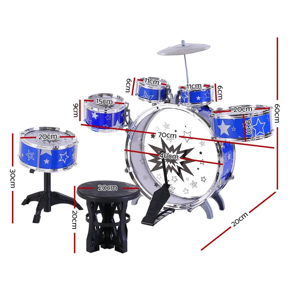 Keezi 11 Piece Kids Drum Set - Image 2