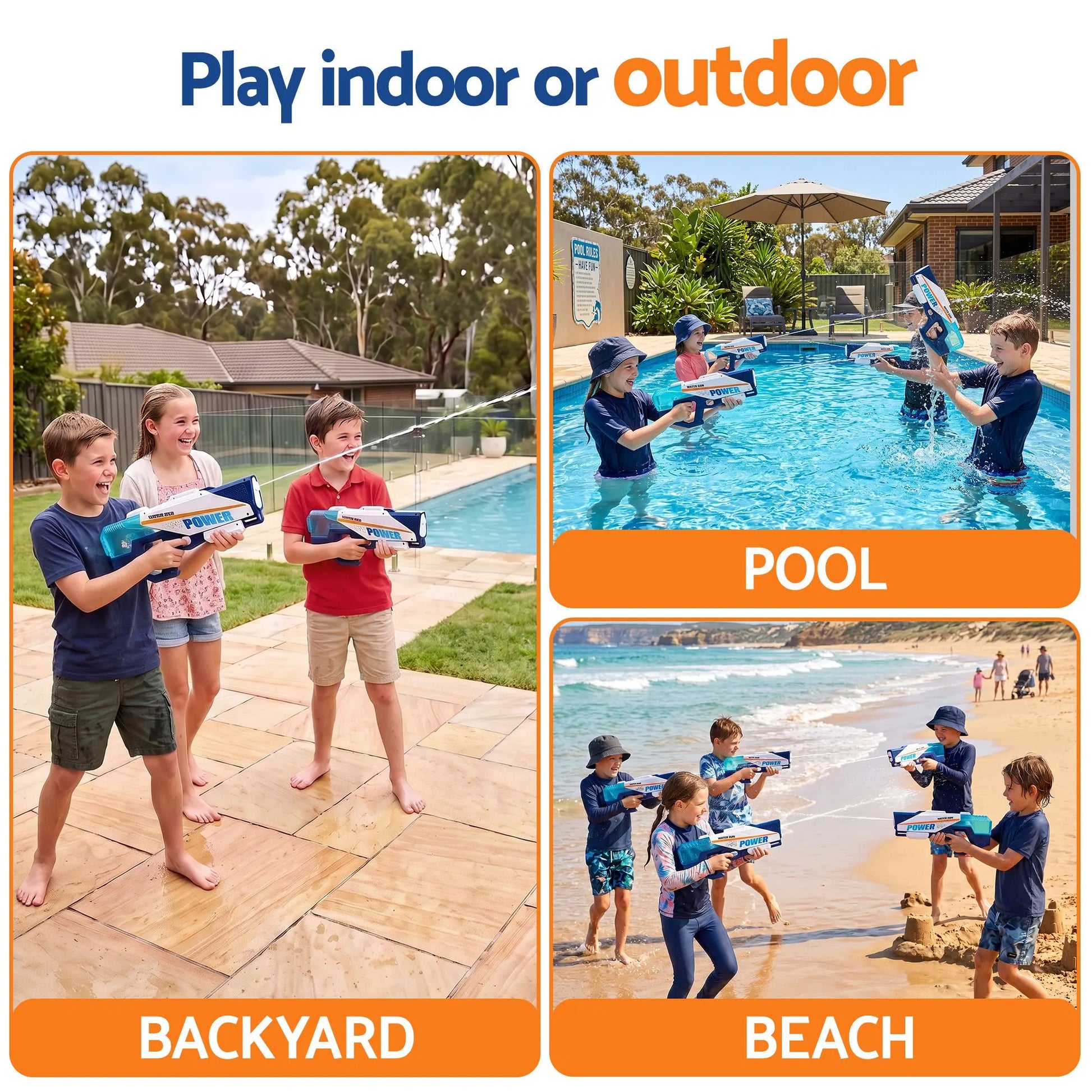 Keezi Kids Water Gun 600cc Water Blaster Toy for Pool Beach Play Blue - Image 5