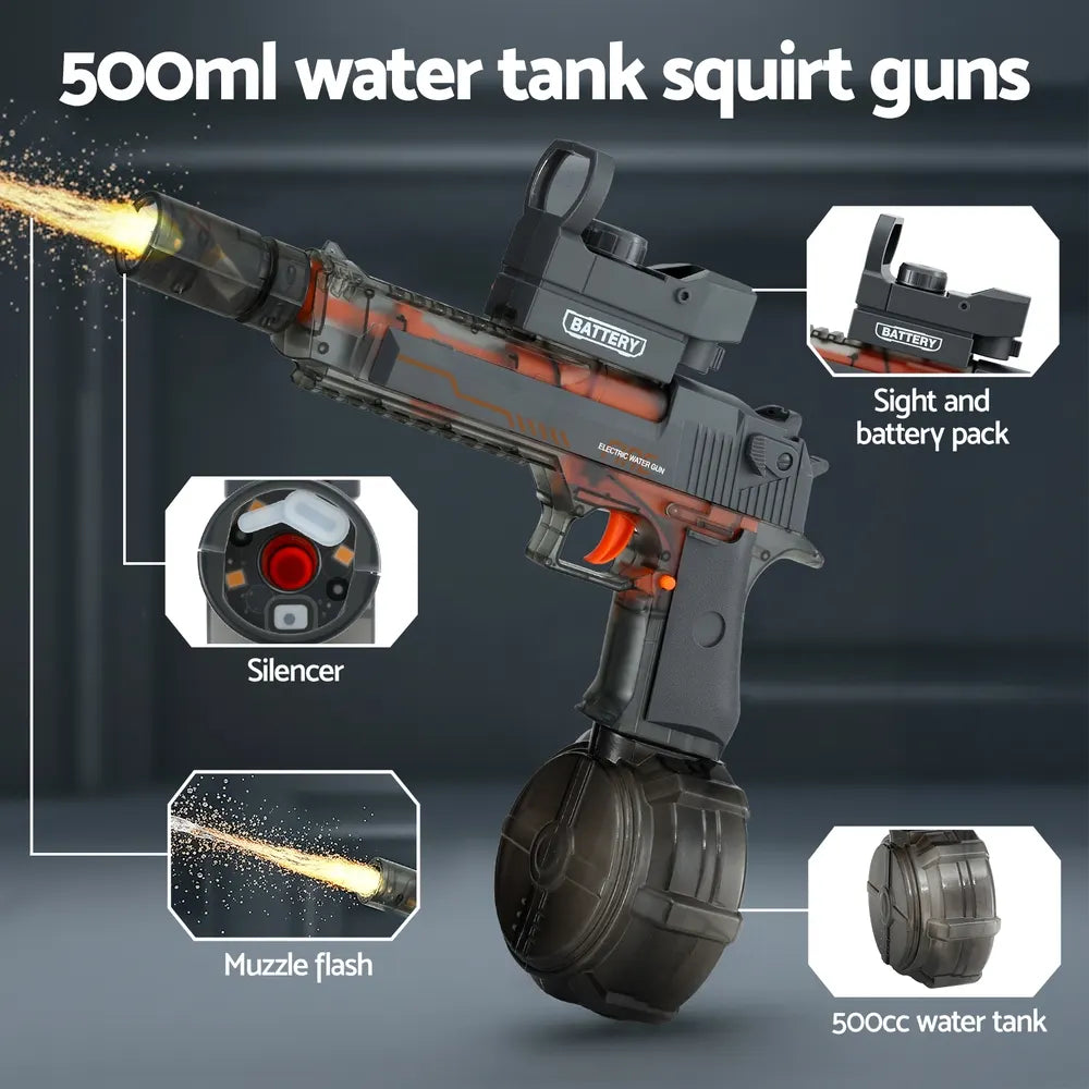 Keezi Kids Adult Electric Water Gun 500ml Water Tank Light Squirt Guns Toys Grey - Image 5