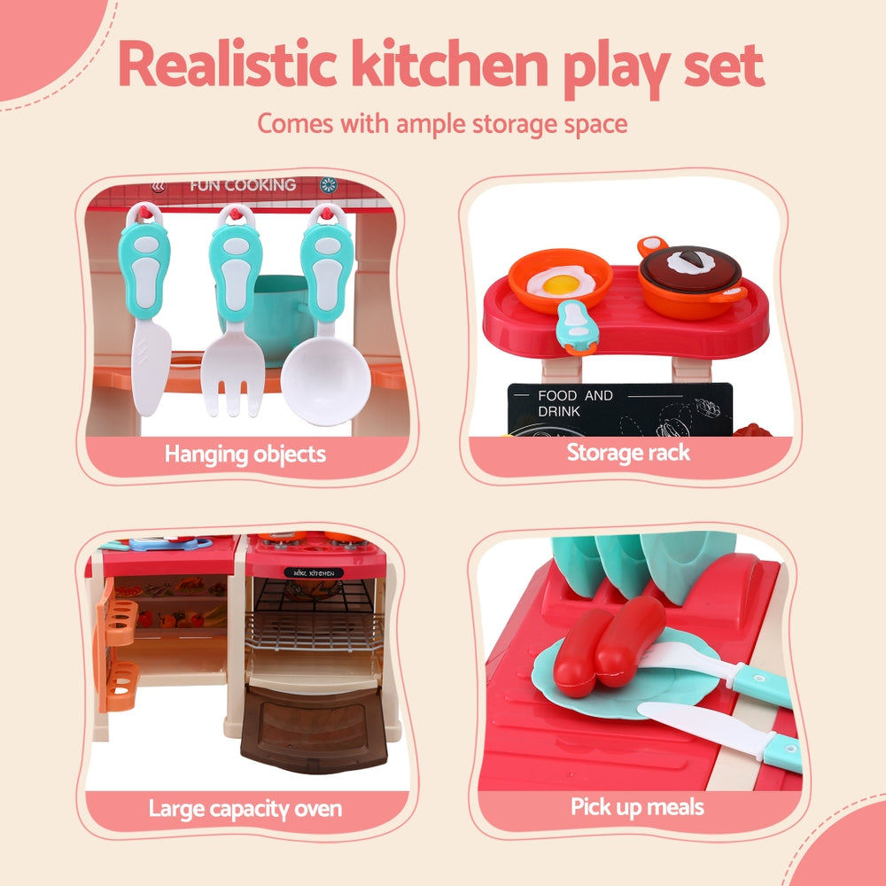 Keezi Kids Kitchen Pretend Play Set Cooking Sound Steam Light Function - Image 5