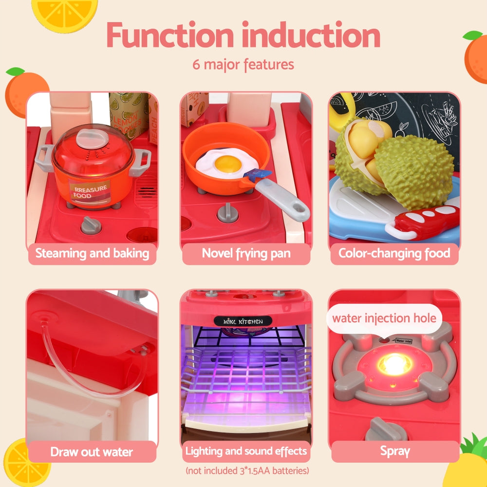 Keezi Kids Kitchen Pretend Play Set Cooking Sound Steam Light Function - Image 6