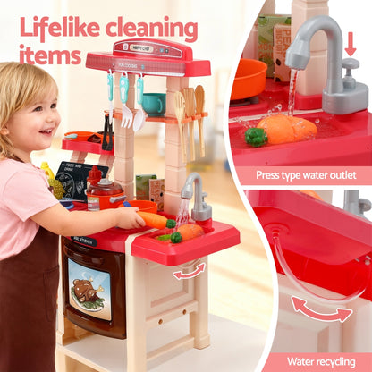 Keezi Kids Kitchen Pretend Play Set Cooking Sound Steam Light Function - Image 7