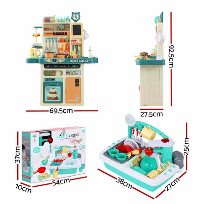 Keezi 2 Piece Kids Pretend Kitchen and Washing Playset Sink Toys  - Image 2