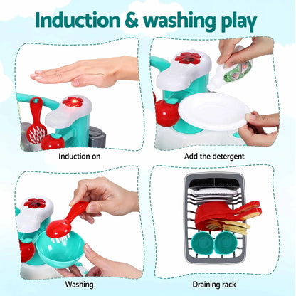 Keezi 2 Piece Kids Pretend Kitchen and Washing Playset Sink Toys  - Image 6