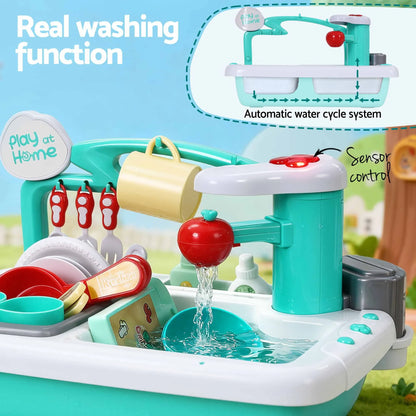 Keezi 2 Piece Kids Pretend Kitchen and Washing Playset Sink Toys  - Image 7