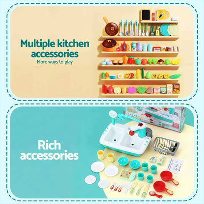 Keezi 2 Piece Kids Pretend Kitchen and Washing Playset Sink Toys  - Image 8