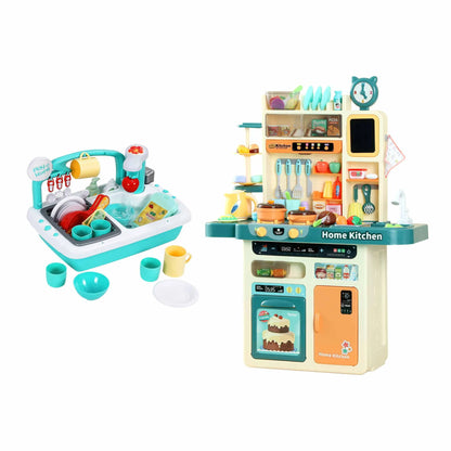 Keezi 2 Piece Kids Pretend Kitchen and Washing Playset Sink Toys  - Image 9