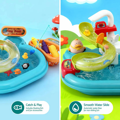 Keezi 2 Piece Kids Pretend Kitchen Playset Water Toys Fishing Game Food Play - Image 7