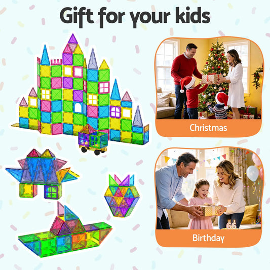 Keezi 60pcs Kids Magnetic Tiles Blocks Building Educational Toys Children Gift - Image 7