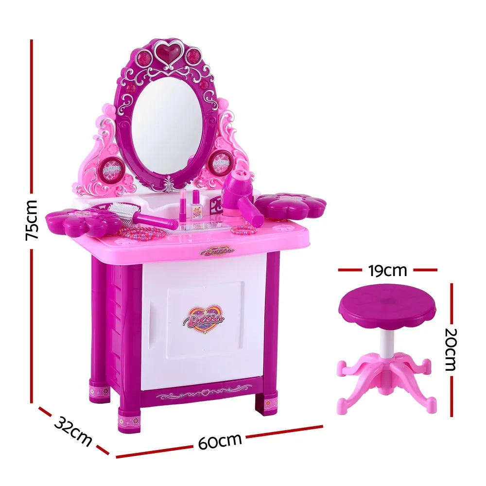 Keezi Kids Pretend Makeup Play Set Dressing Table Chair Girls Toys Children - Image 2