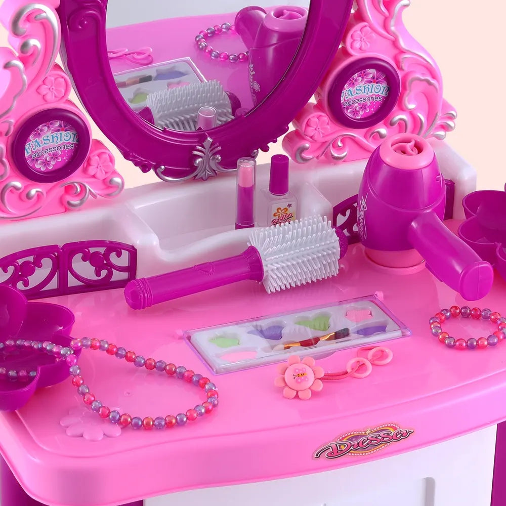 Keezi Kids Pretend Makeup Play Set Dressing Table Chair Girls Toys Children - Image 6