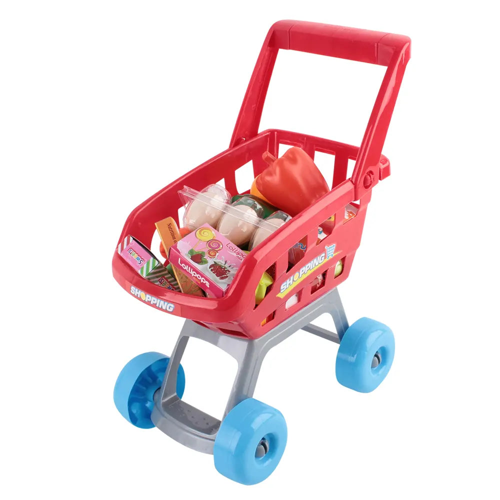Keezi Kids Pretend Role Play Supermarket 24 Piece Playset Cash Register Trolley - Image 5