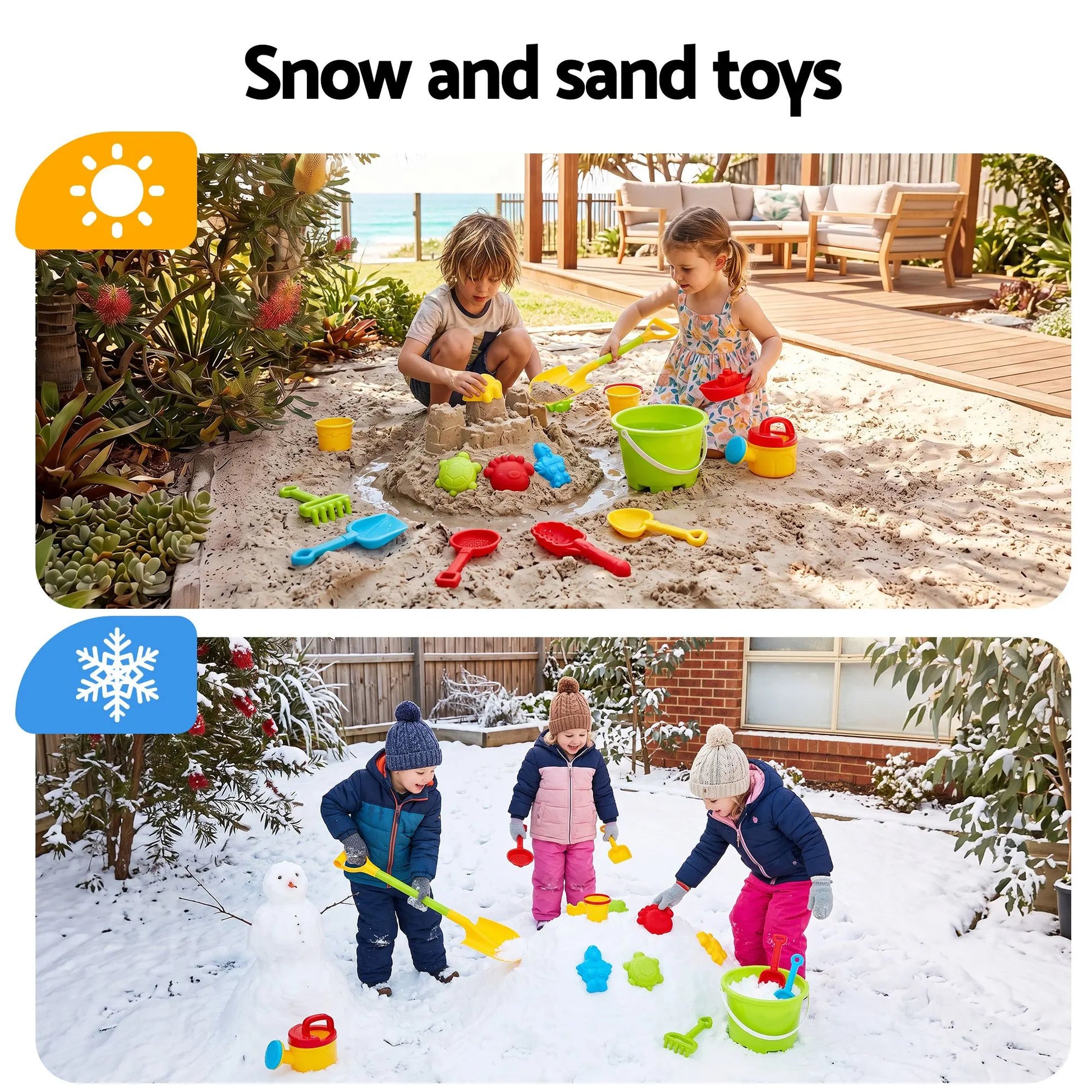 Keezi Kids Sandpit Beach Toys Set Wheelbarrow Shovels Animal Molds Sand Play - Image 5