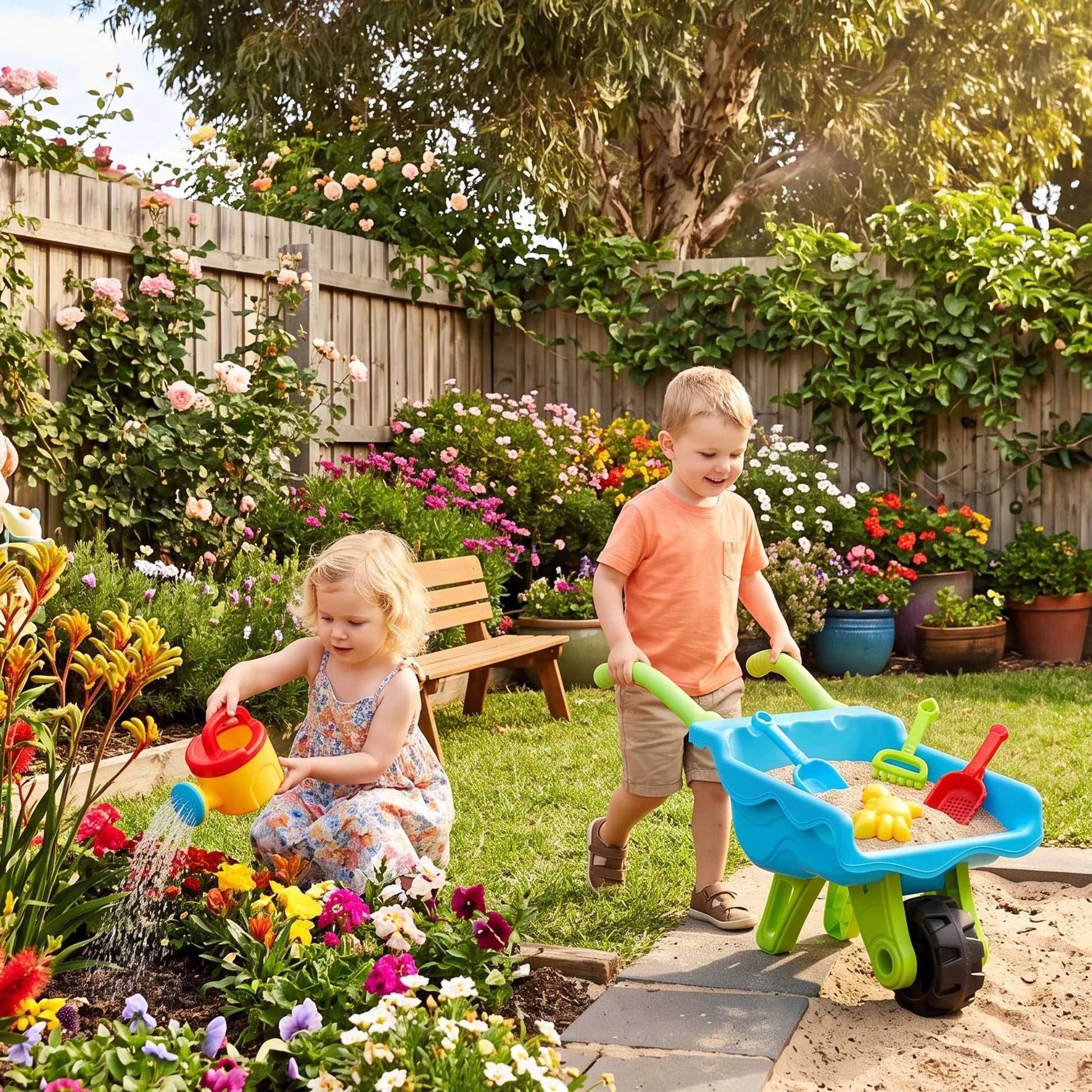 Keezi Kids Sandpit Beach Toys Set Wheelbarrow Shovels Animal Molds Sand Play - Image 6