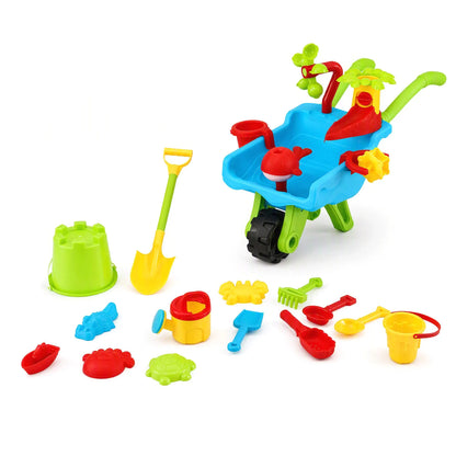 Keezi Kids Sandpit Beach Toys Set Wheelbarrow Shovels Animal Molds Sand Play - Image 9