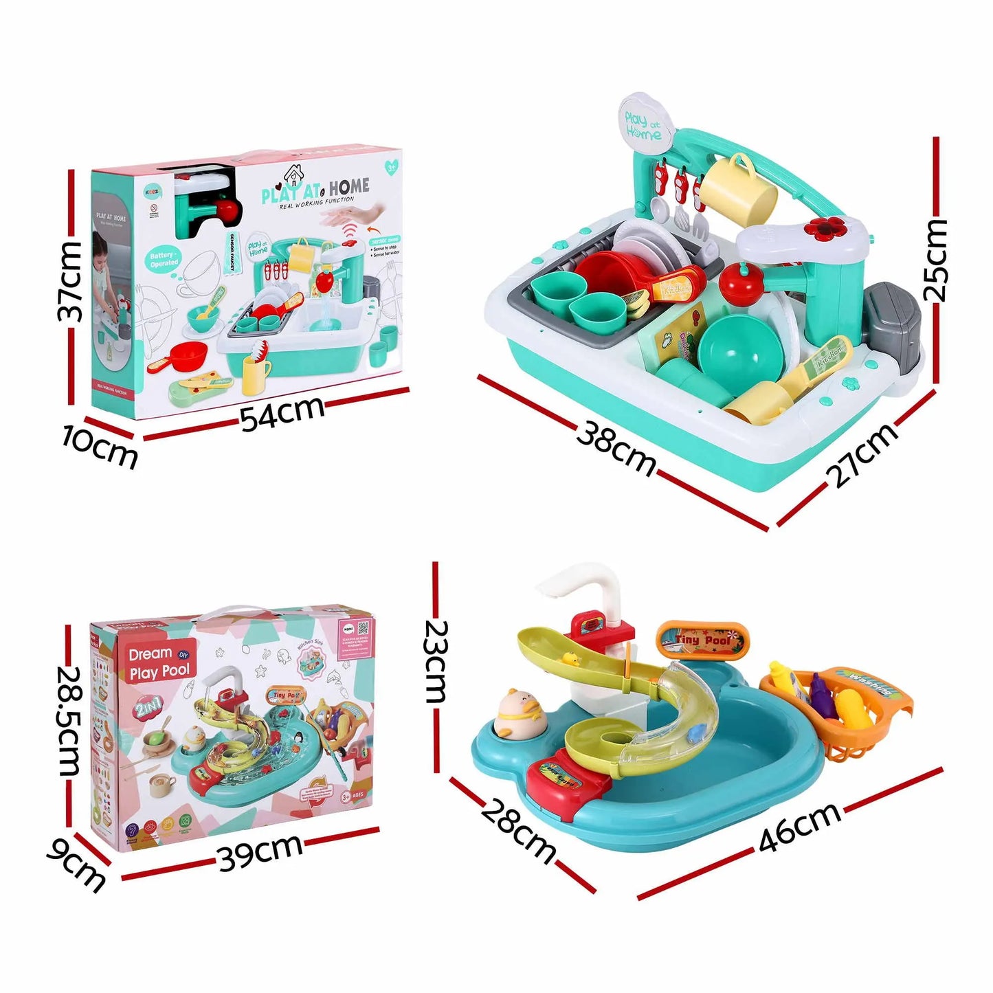 Keezi Kids Pretend Kitchen Sink and Water Playset Fishing Game Toys Play food  - Image 2