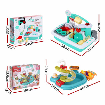 Keezi Kids Pretend Kitchen Sink and Water Playset Fishing Game Toys Play food  - Image 2