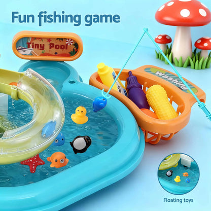 Keezi Kids Pretend Kitchen Sink and Water Playset Fishing Game Toys Play food  - Image 5