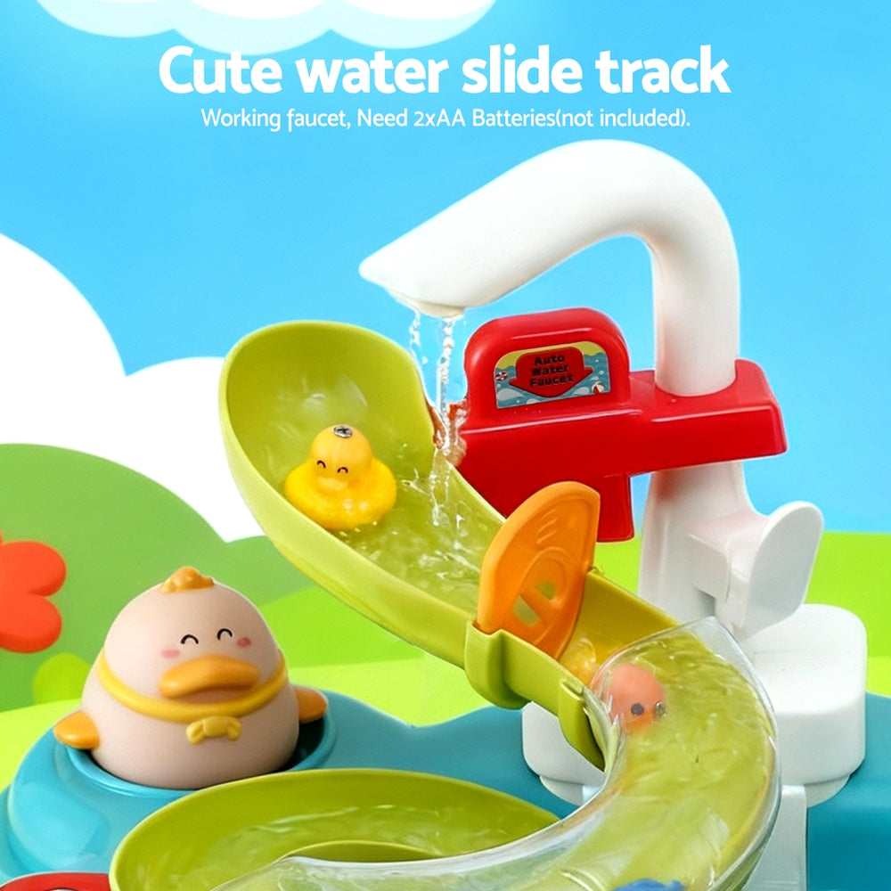 Keezi Kids Pretend Play Kitchen Sink with Faucet Floating Fishing Toys Play food - Image 6