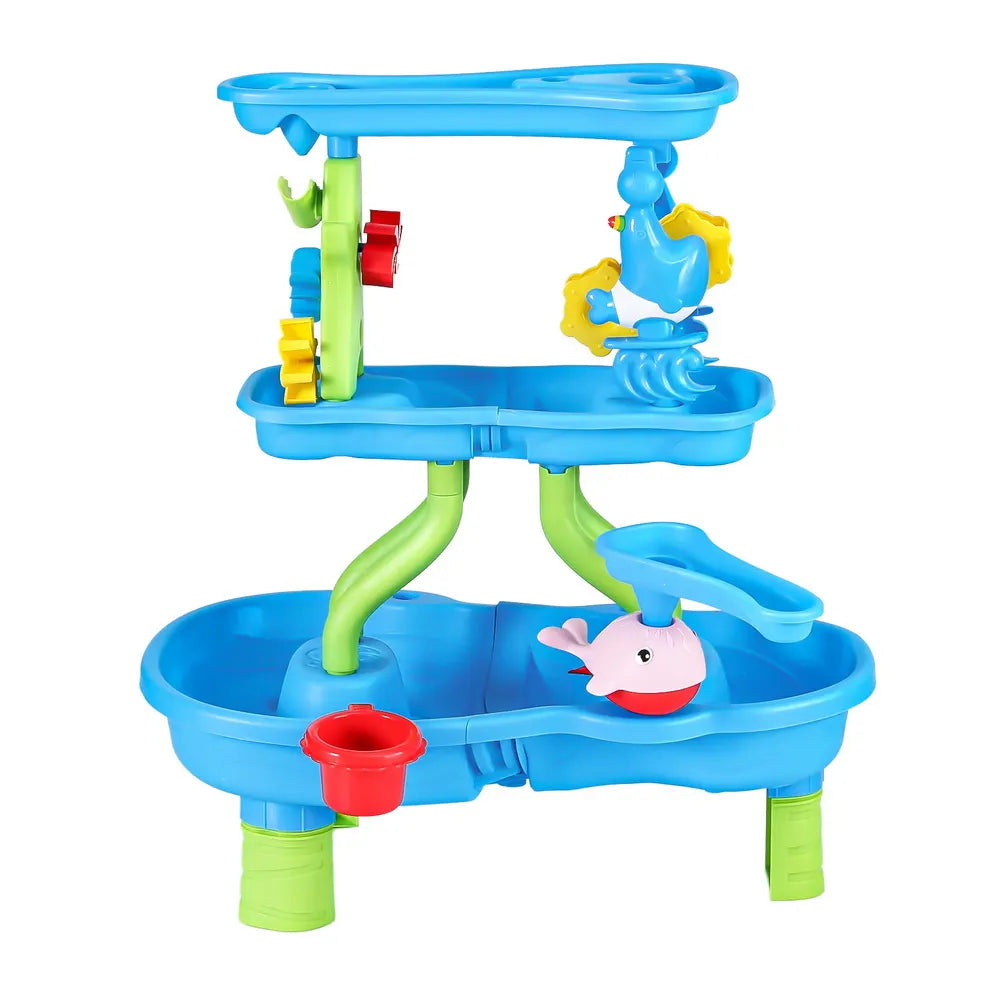 Keezi Kids Sand and Water Table 4-Tier Waterfall Sandpit Toys Beach Shovel - Image 3