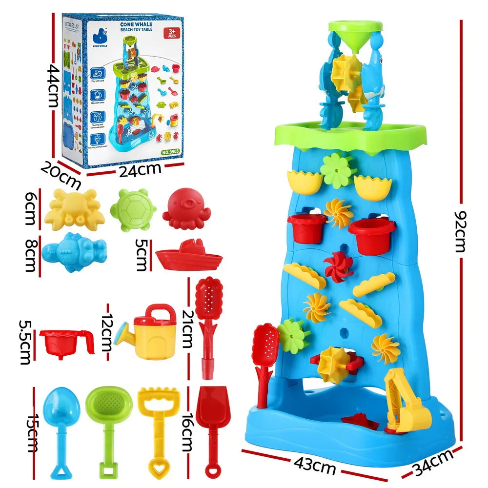Keezi Kids Sand and Water Table Waterfall Wall Sandpit Toys Beach Shovel - Image 2