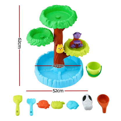 Keezi 62cm Tree Water Table Kids Sandpit Toys Set with Shovels Molds for Sand Play - Image 2