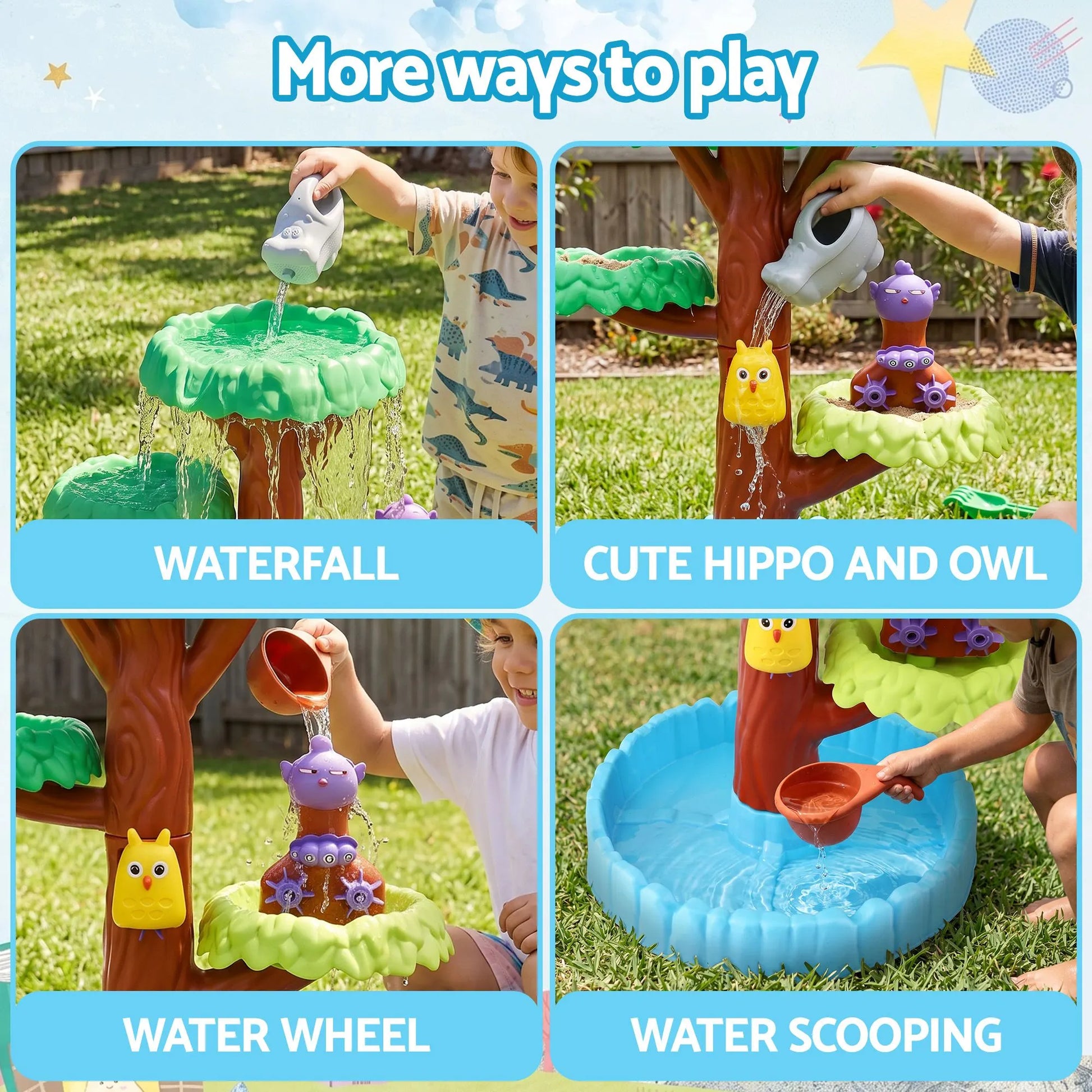 Keezi 62cm Tree Water Table Kids Sandpit Toys Set with Shovels Molds for Sand Play - Image 5