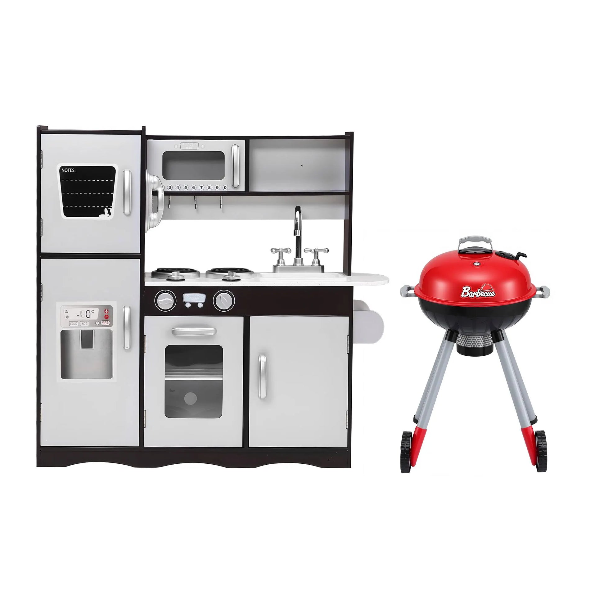 Keezi Kids Kitchen Playset BBQ Grill Toy with Wooden Pretend Play Set 80cm - Image 3