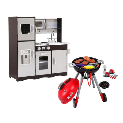 Keezi Kids Kitchen Playset BBQ Grill Toy with Wooden Pretend Play Set 80cm - Image 9