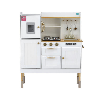 Keezi Kids Kitchen Play Set Wooden Pretend Toys Cooking Children Storage Golden - Image 4