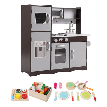 Keezi Kids Play Kitchen Pretend Toy Kitchen With Wooden Play Food Set - Image 9