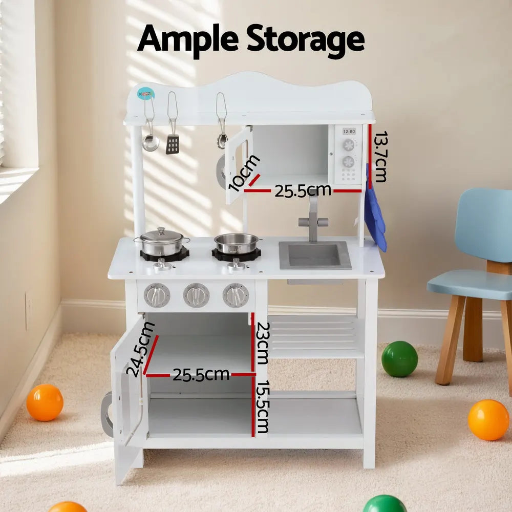 Keezi Kids Kitchen Play Set Wooden Pretend Toys Cooking Children Cookware Food - Image 6
