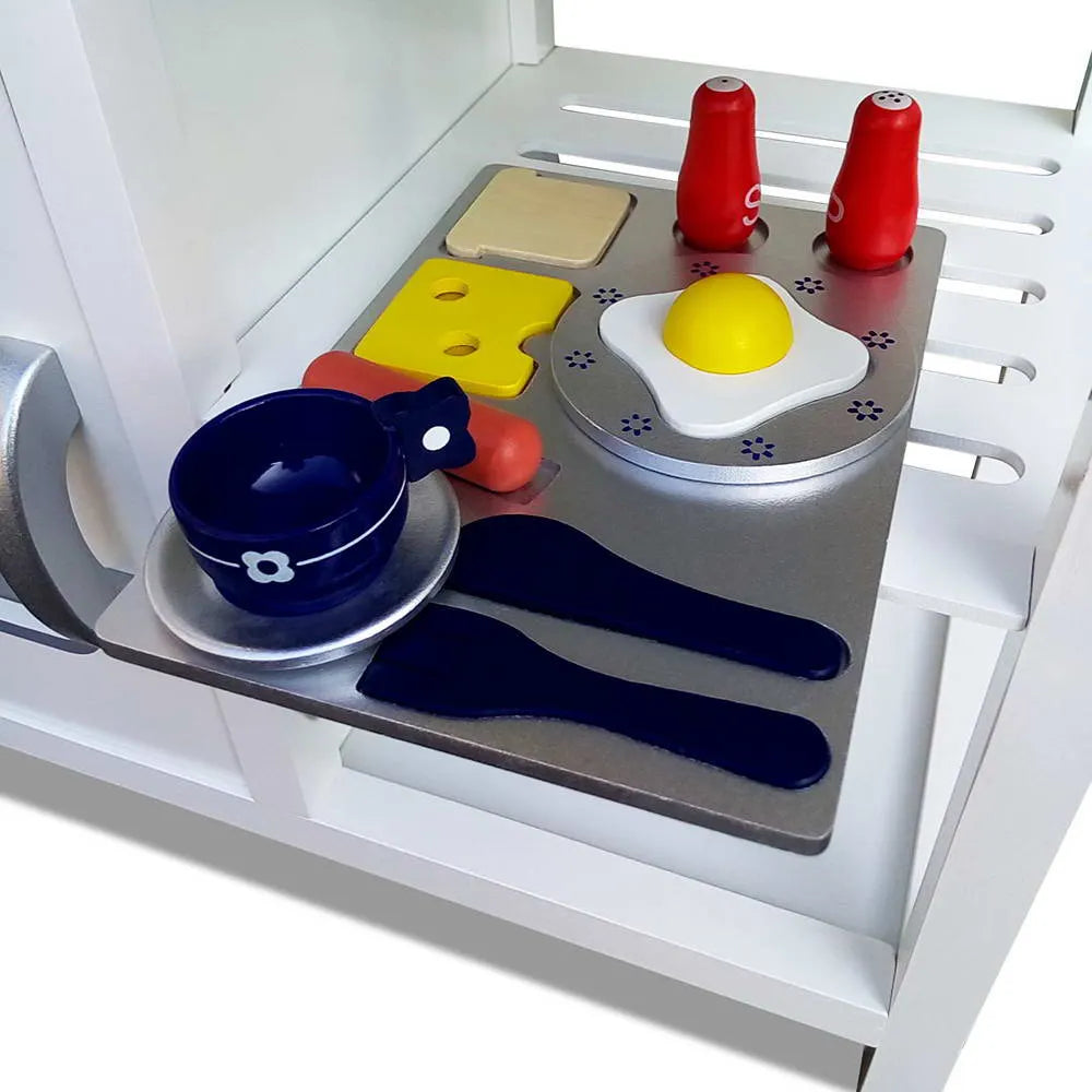 Keezi Kids Kitchen Play Set Wooden Pretend Toys Cooking Children Cookware Food - Image 7