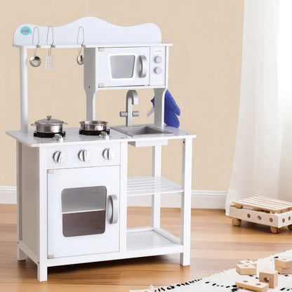 Keezi Kids Kitchen Play Set Wooden Pretend Toys Cooking Children Cookware Food - Image 8