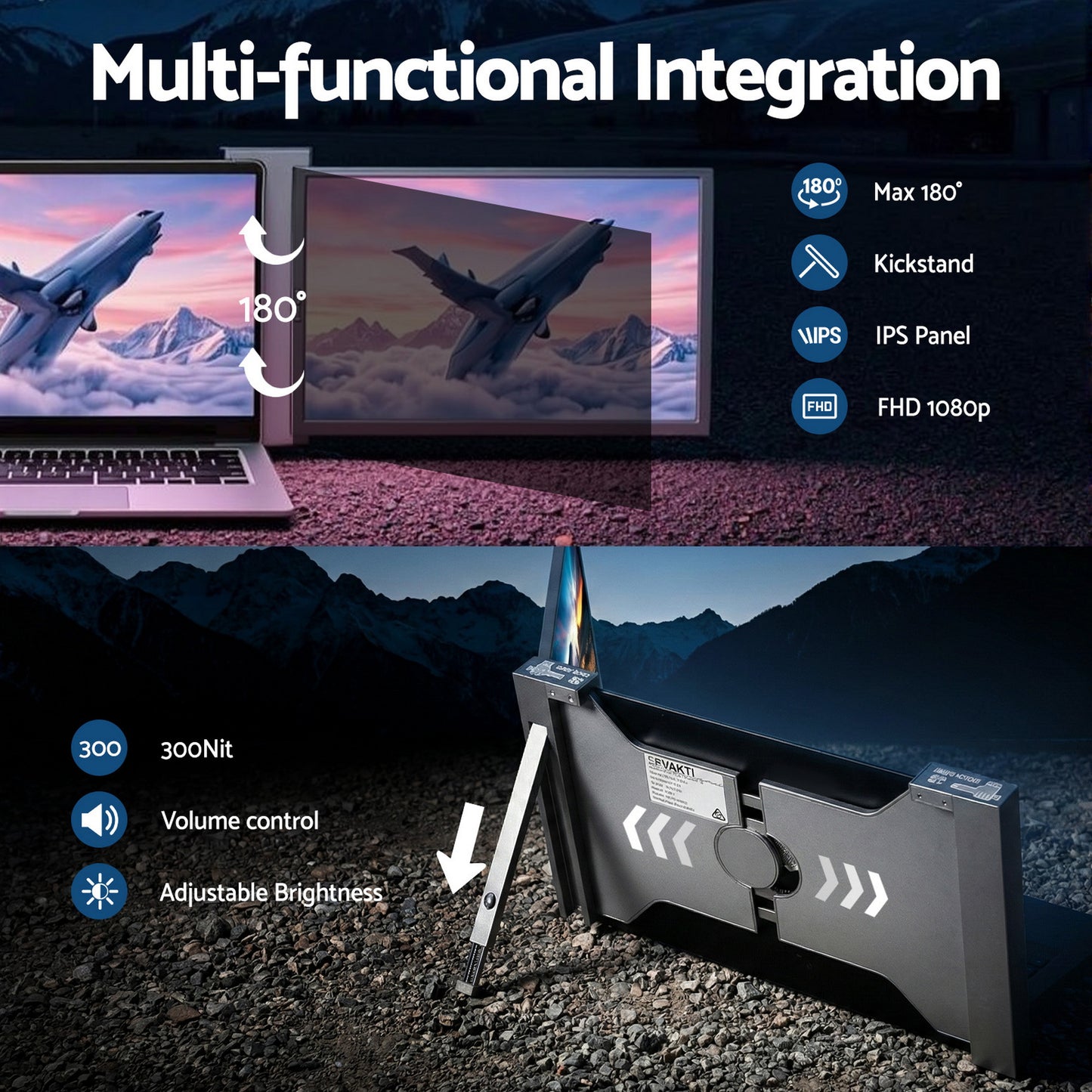 Devanti Portable Monitor Laptop Screen Extender Dual Display 1080P IPS USB C - Image 4