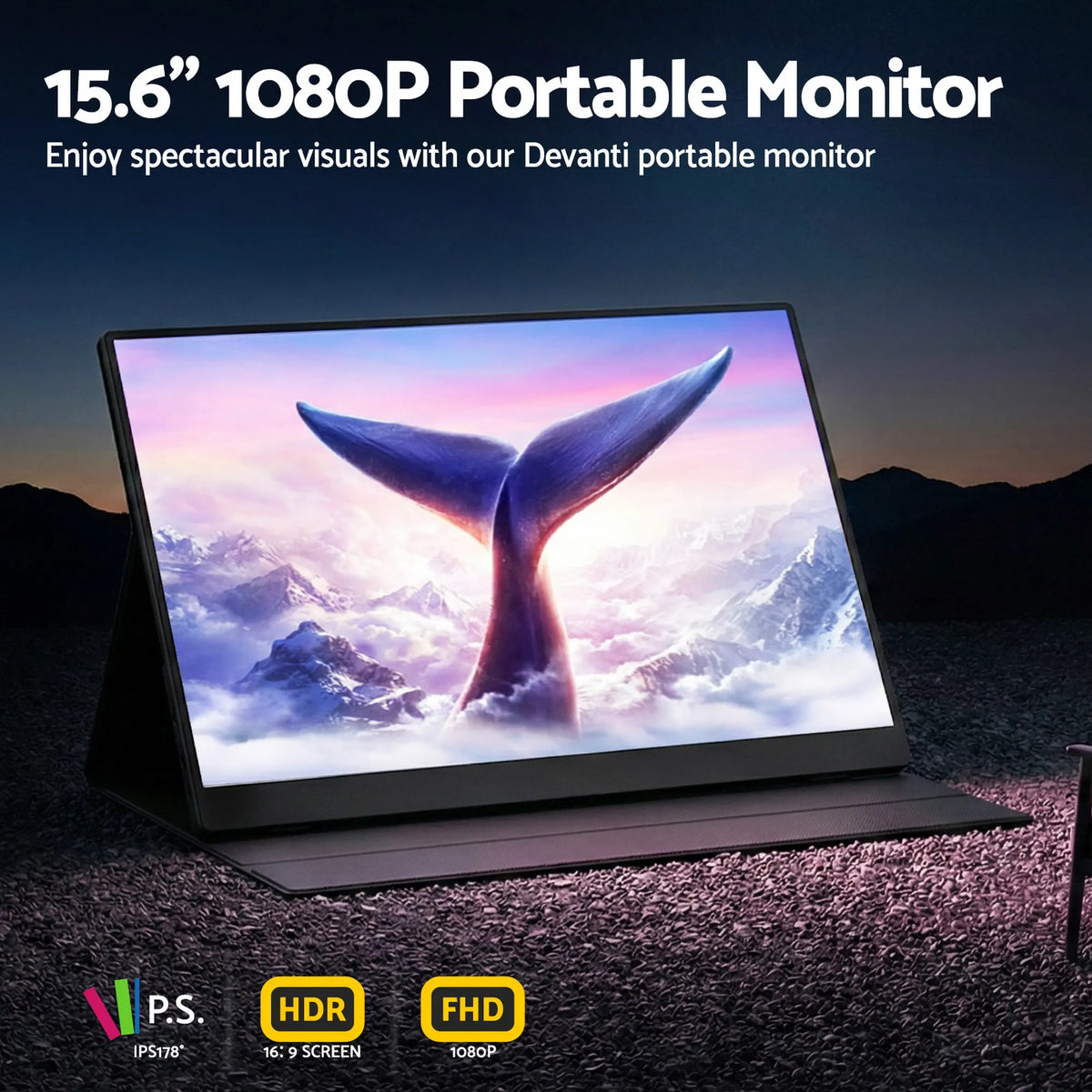 Devanti 15.6 Inch Portable Monitor FHD 1080P IPS USB-C HDMI Gaming Laptop Screen - Image 5
