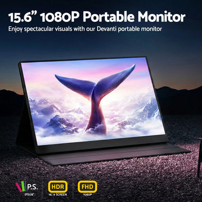Devanti 15.6 Inch Portable Monitor FHD 1080P IPS USB-C HDMI Gaming Laptop Screen - Image 5