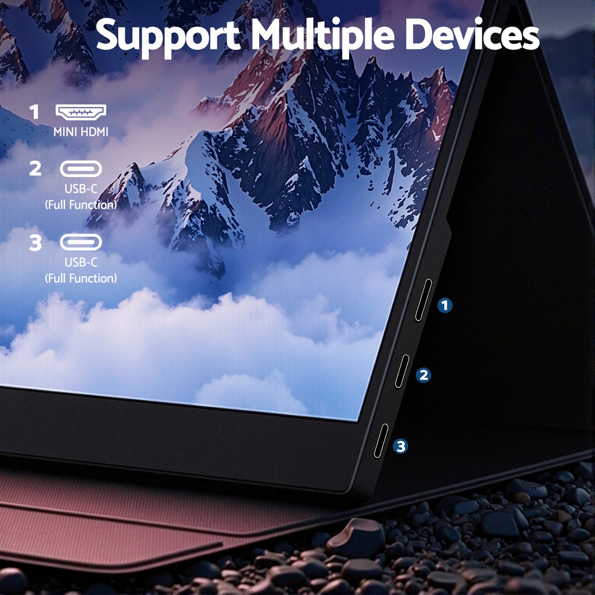 Devanti 15.6 Inch Portable Monitor FHD 1080P IPS USB-C HDMI Gaming Laptop Screen - Image 8