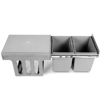 Cefito Pull Out Bin Kitchen Double Basket 2X15L Grey - Image 3
