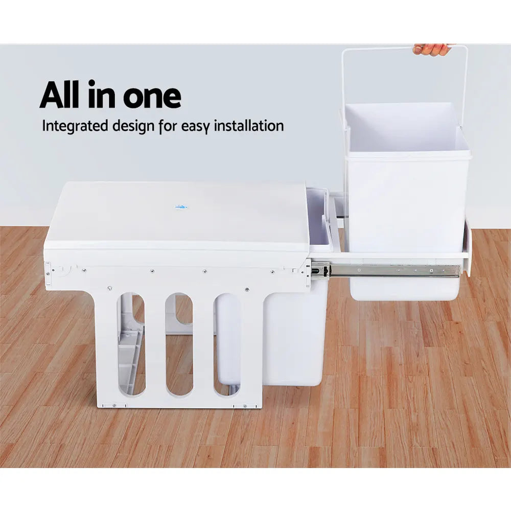 Cefito Pull Out Bin Kitchen Double Basket 2X15L White - Image 6