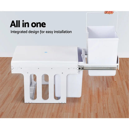 Cefito Pull Out Bin Kitchen Double Basket 2X15L White - Image 6